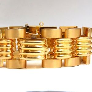Estate LUVA 14kt gold watch ladies cuff bracelet*